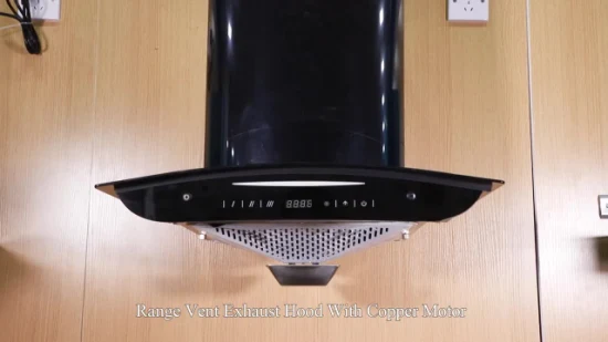 China Smart Household Range Elektrische Abluftkamin-Kupferglas-Dunstabzugshaube für die Küche